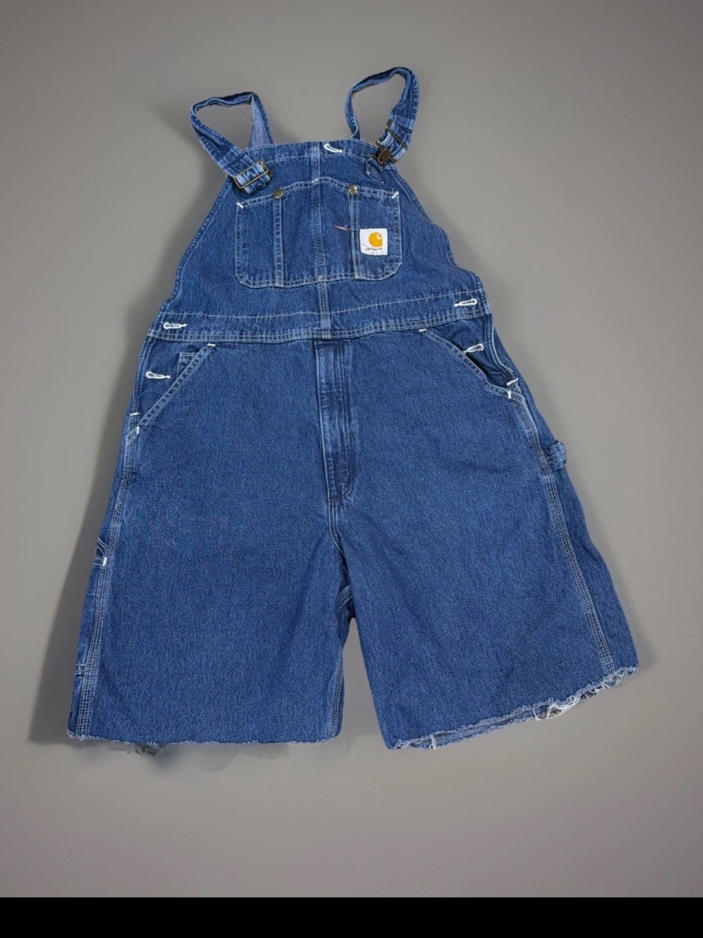 Carhartt Carpenter Bib Cutoff Summer Farming Country Overalls Sz 36 X 8